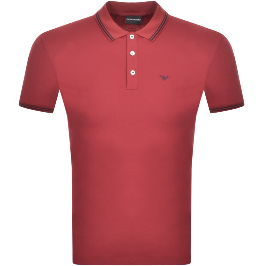Alternative Image for ProductEmporio Armani Short Sleeved Polo T Shirt Burgundy1